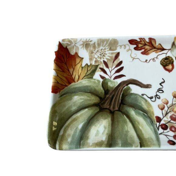 Maxcera Pumpkin Serving Platter 11x5 Ceramic Fall Harvest Thanksgiving NEW - Picture 10 of 11